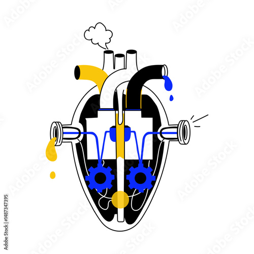 A doodle style illustration showing artificial heart 

