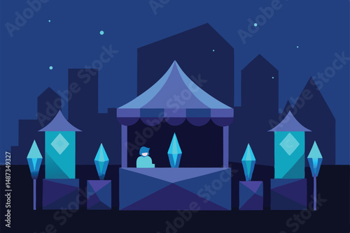 vector illustration of a night landscape