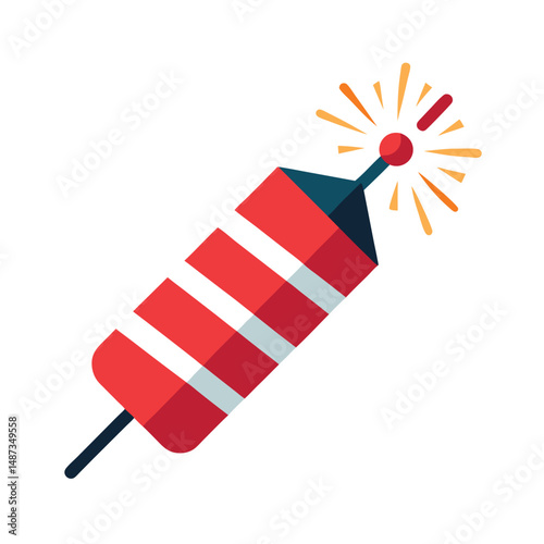 Colorful illustrated firecracker in flat design style for celebration and festive occasions