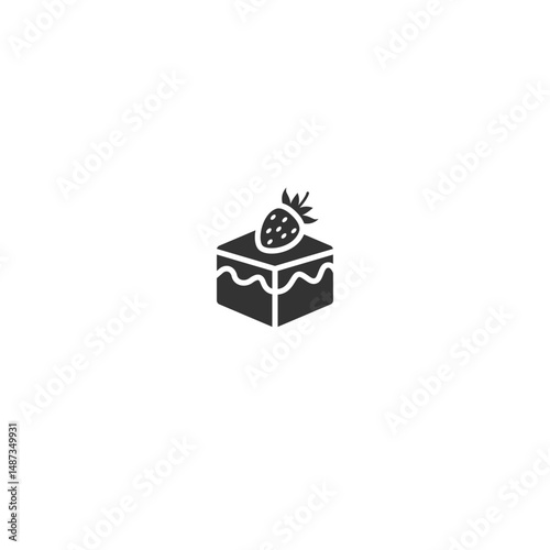 Silhouette Chocolate Cake with Strawberry Icon Sweet Dessert for World Chocolate Day