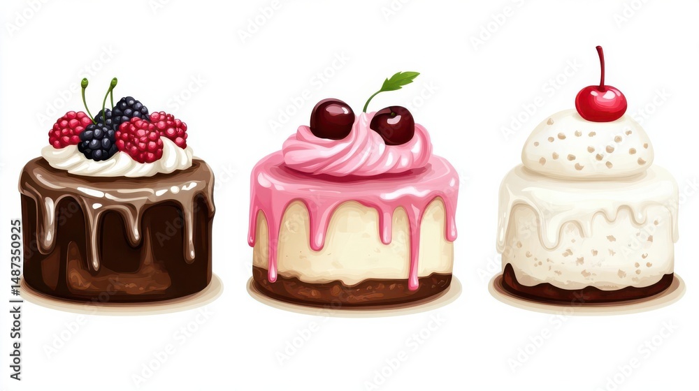 Illustration of birthday cake clipart with lovely mouthwatering 3d cakes Illustration of birthday cake clipart with lovely mouthwatering 3d cakes