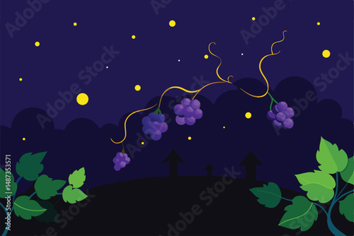 night landscape with moon