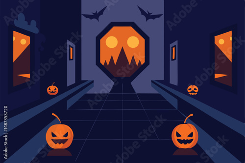 Halloween background with haunted house