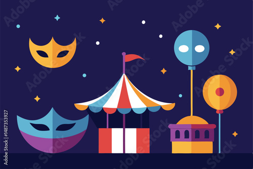 circus tent on a night sky