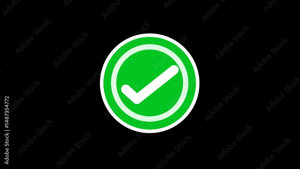 Tick Mark Check Mark Animation Flat And Modern Style Alpha On Transparent Background. 4K Resolution
