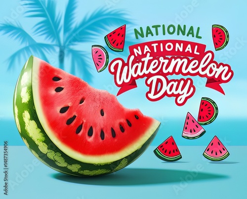 Juicy Watermelon Celebration | Refreshing Summer Fruits on a Vibrant Blue Background