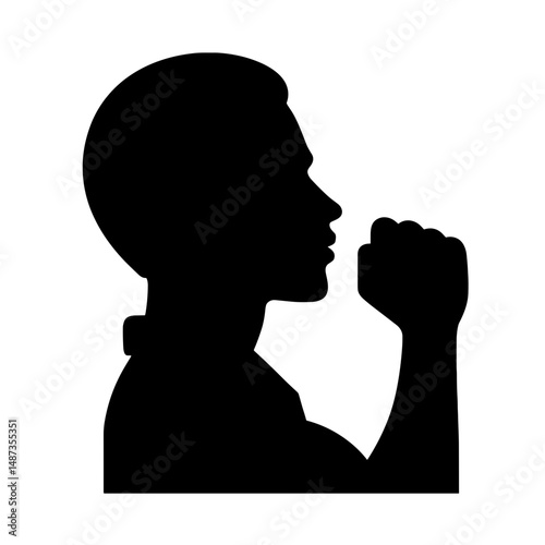 Man with clenched fist symbolizing strength and prayer
