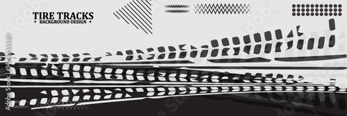 eye catching dirty tire track pattern grunge texture banner vector illustration eps10