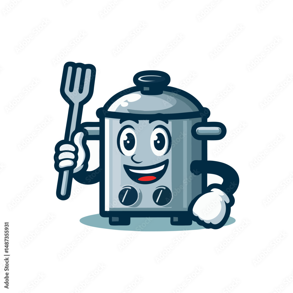 Naklejka premium Mascot Kitchen logo emblem vector template for food industry mascot cute chef illustration restaurant culinary kitchenware design professional funny character cooking cartoon gourmet branding art