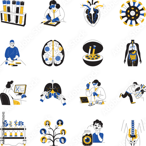 Pack of Biology and Scientist Hand Drawn Illustrations 
