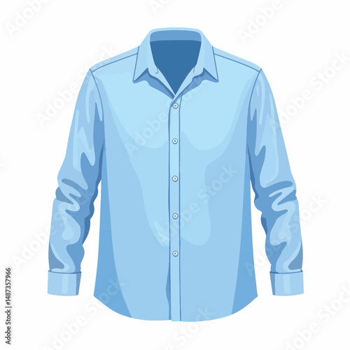 Classic blue long-sleeve shirt illustration on white background, minimalist design