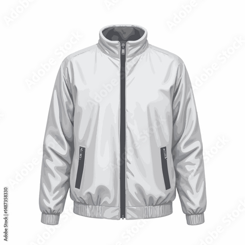 Lightweight gray jacket displayed against pure white background, minimalism