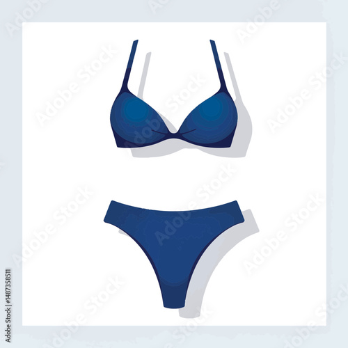 Elegant ocean blue designer bikini set on white background, fashion appeal