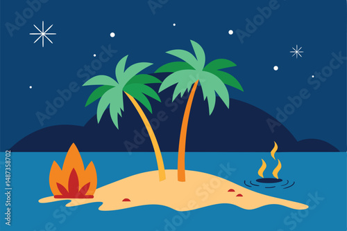 tropical island with palm trees