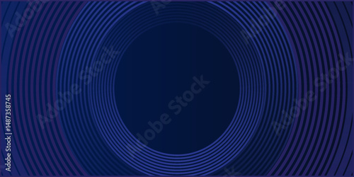 Blue abstract background with glowing circles. Swirl circular lines pattern. Geometric spiral. Twirl element. Modern graphic design. Futuristic technology concept. Vector illustration
