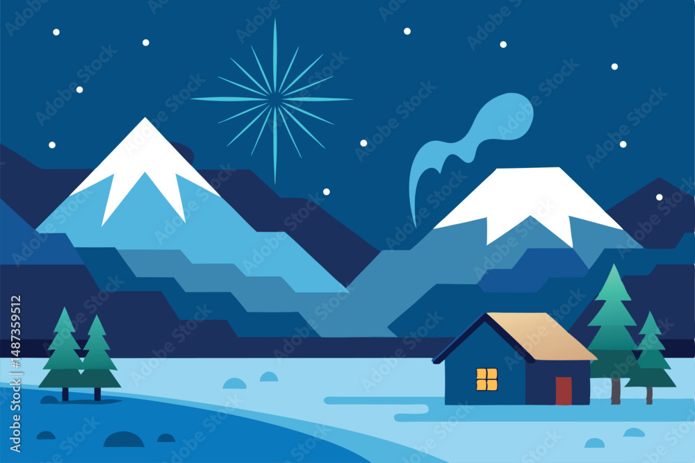 Naklejka premium winter landscape with houses