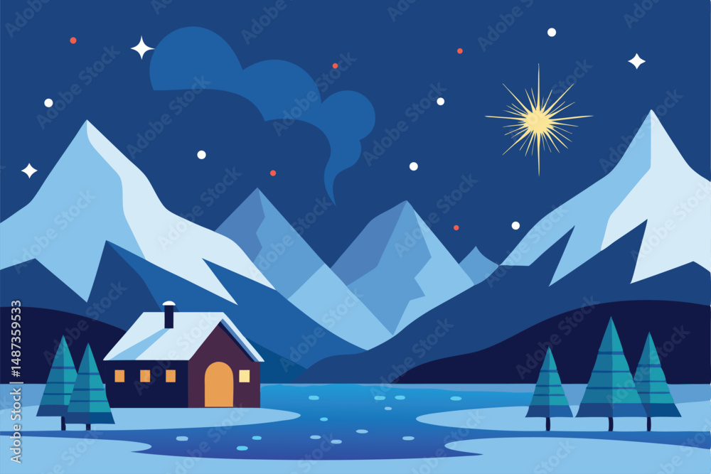 Fototapeta premium christmas night landscape