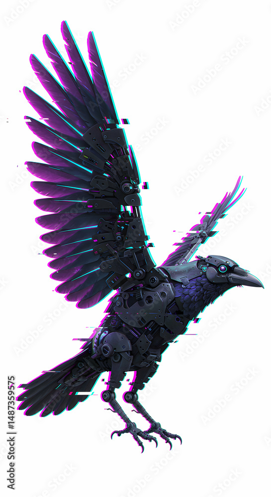 Cyberpunk Raven Glitch Art Bird Cyberpunk Raven Glitch Art Bird