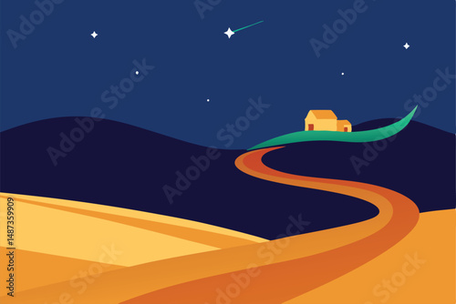 winter landscape with moon