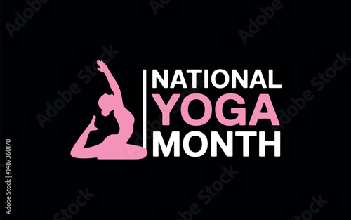 National Yoga Month Banner with Pink Dancer Pose