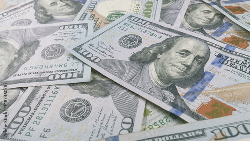 Wallpaper Mural Piles of Cash US Dollar Bills Displayed Across a Surface Area for Viewing and Analysis Torontodigital.ca