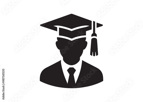 Graduation Cap Icon, Graduation Cap Silhouette Vector