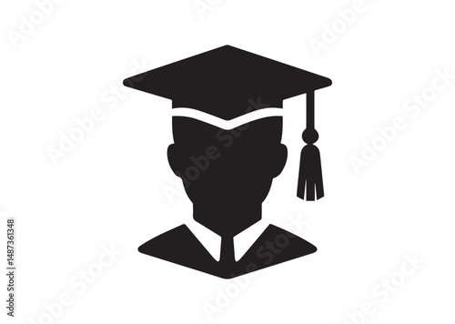Graduation Cap Icon, Graduation Cap Silhouette Vector