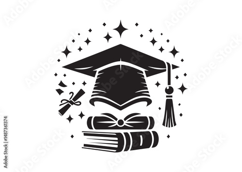 Graduation Cap Icon, Graduation Cap Silhouette Vector