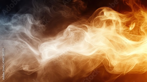 Abstract Orange and White Glowing Smoke Particles Background