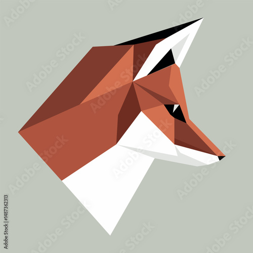 Vector minimalistic abstract illustration of origami fox made using simple geometric shapes. Foxes suitable for printing, wallpaper, digital projects. 