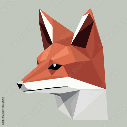Vector minimalistic abstract illustration of origami fox made using simple geometric shapes. Foxes suitable for printing, wallpaper, digital projects. 