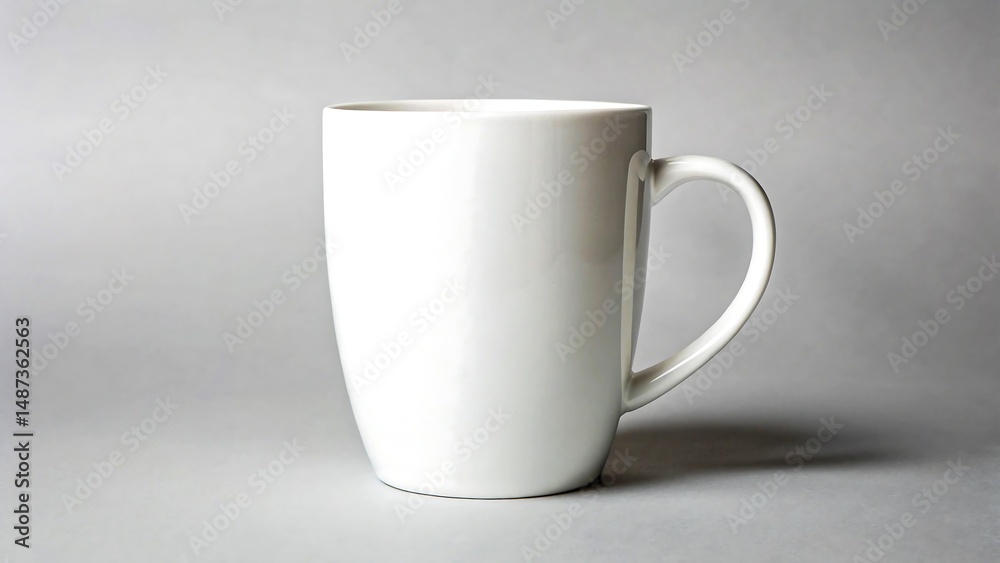 Obraz premium Elegant white ceramic mug perfect for coffee tea or hot beverages a stylish kitchen or office accessory