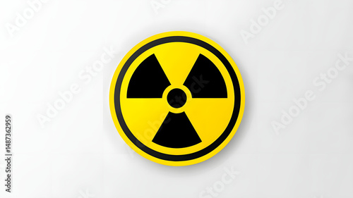 Yellow and black radioactive warning sign isolated on a clean white background