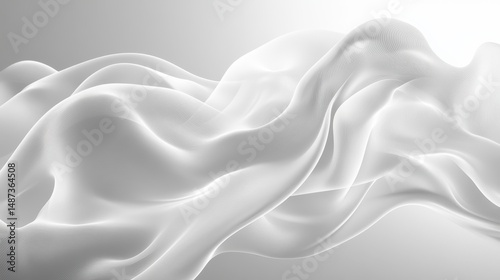 Abstract White Fabric Drape with Soft Light and Smooth Texture