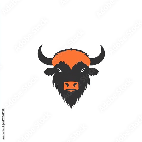 Majestic Bison Head Logo Design A Minimalist Vector Illustration for Web E-commerce