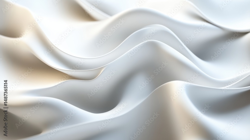 Obraz premium Abstract White Fabric Texture with Smooth Waves and Soft Drape