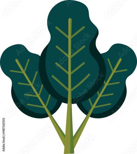 Clipart style kale leaves. The leaves are inspired by kale and generic botanical foliage. Ideal for invitations, digital art, natural decor and eco-friendly projects.