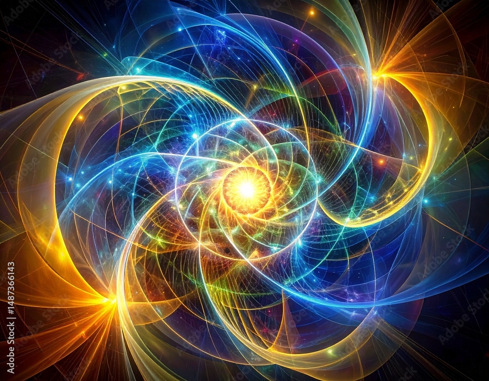 Naklejka premium 虹色のデジタルフラクタルな背景