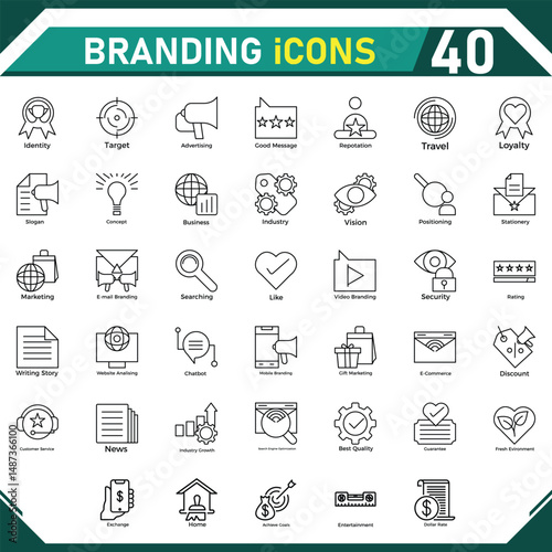 Branding icon collection, with editable stroke. Branding thin line icon set. Vector illustration.