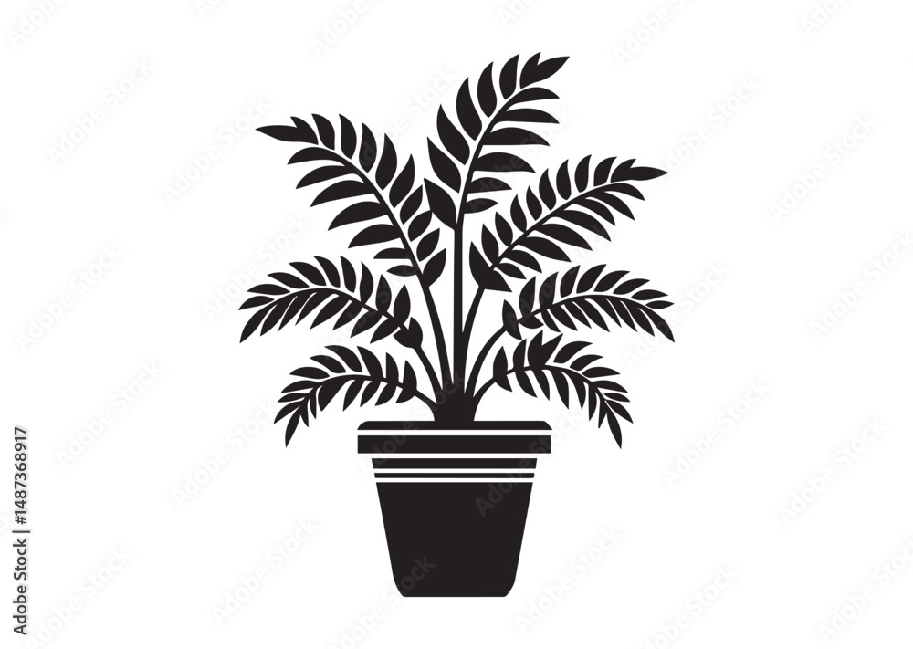 House plant in a pot doodle Silhouette Vector House plant in a pot doodle Silhouette Vector