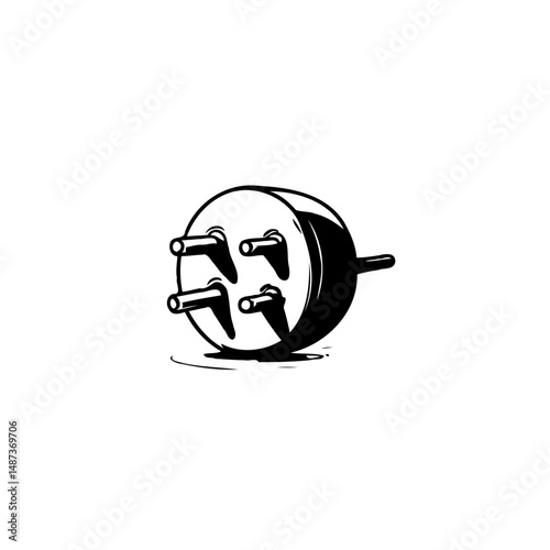 Stylized illustration of an electrical plug with a unique four-pronged design
