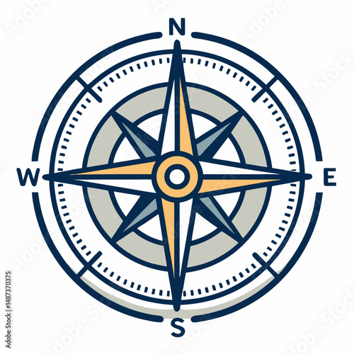 Design a bold, vector compass icon with thick strokes, suitable for navigational apps.  Ensure high resolution for various screen sizes.