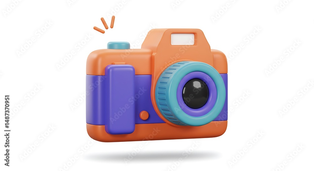 Obraz premium Cartoon Camera with Flash Photography Studio Object