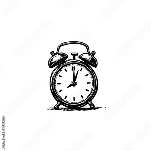 Vintage Alarm Clock Illustration Showcasing Timeless Design and Simplicity