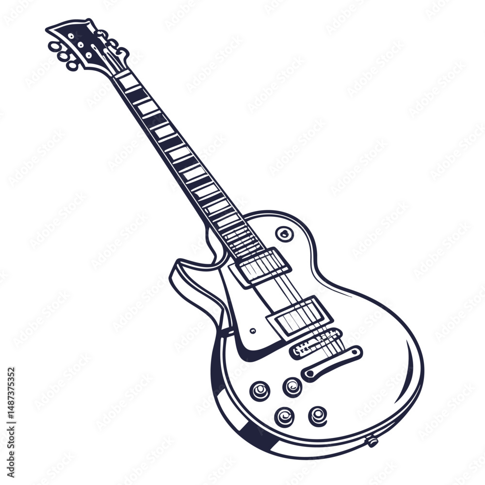Obraz premium Electric Guitar icon vector on white background. Adobe Illustrator Artwork
