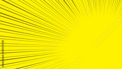 Yellow Concentrated Line Background. Japanese manga-like concentrated line background. Light like sunlight.