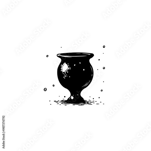 Enigmatic chalice artwork evokes mystery with dark tones and subtle imperfections