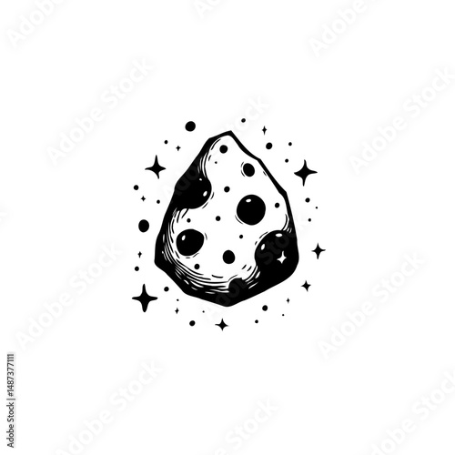 Stylized celestial body illustration with starry accents for cosmic design
