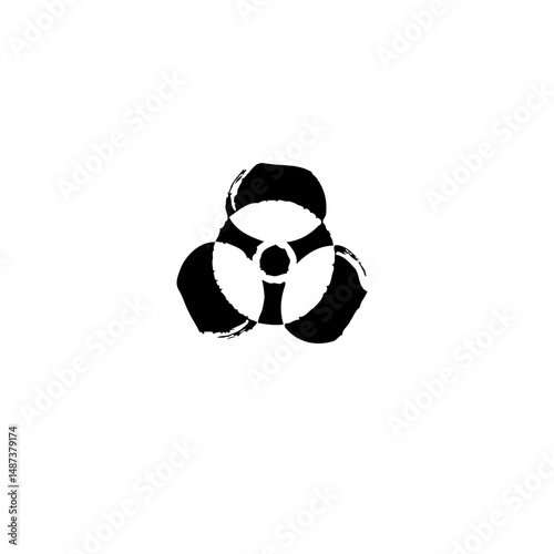 Stylized Symbol of Biohazard Risk with Distressed Texture on Clear Background