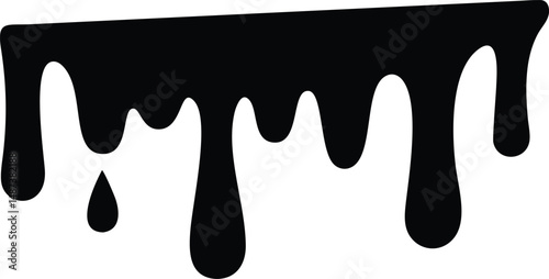 Dripping black paint creates a striking blob effect, providing a unique artistic accent